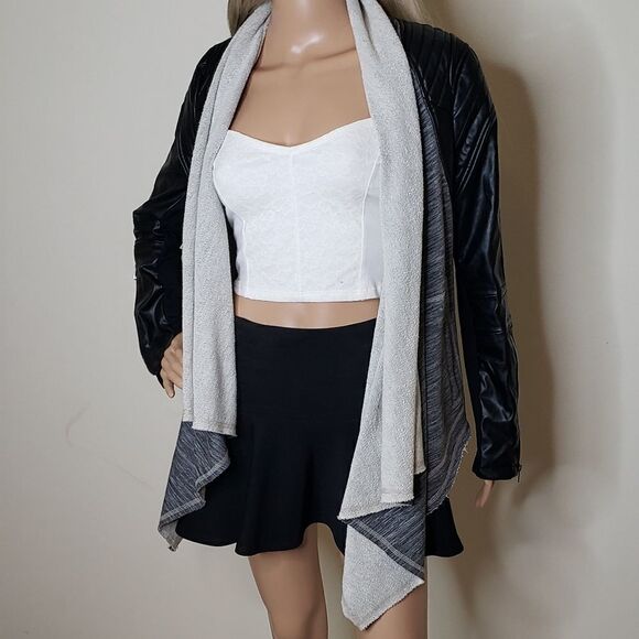 BlankNYC Drape Front Jacket with Faux Leather - Picture 12 of 15
